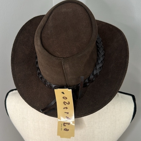 Oztrala Men’s Dark Brown Premium Leather Collection Suede Hat Sz M/L (NWT) - Picture 8 of 10